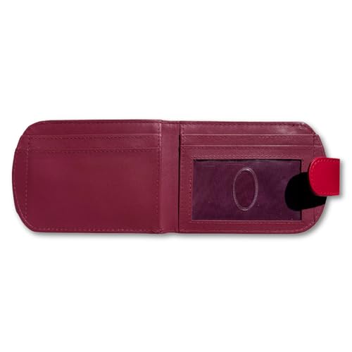 Big Skinny Full Leather RFID Blocking Women's Taxicat Bi-Fold Slim Wallet, Cherry Red4