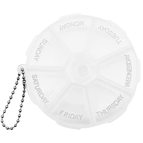 Petite Pilulier portable, pilulier 7 jours, pilulier hebdomadaire, organiseur de tablette de voyage avec grand compartiment pour vitamines, suppléments, huile de foie de morue et médicaments (blanc) Cover