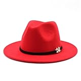 [GHCHZXG] 秋冬暖かい英国帽子ヴィンテージウール帽子ストレートサイドジャズハット(Orange red_56-58cm)