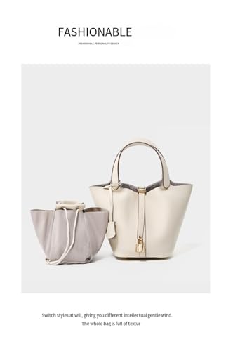 Leather Handbags, Bucket Bags, Vegetable Baskets, Bridal Wedding Bags（ silver buckle brown，20 * 16 * 19CM）4