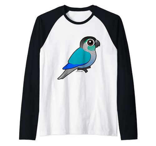 Cute Cartoon Turquoise Green-cheeked Conure Birdorable Bird Raglan Baseball Tee