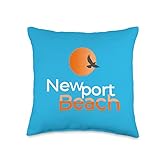 Newport Beach, bird, ocean, sun, water, travel, California Throw Pillow