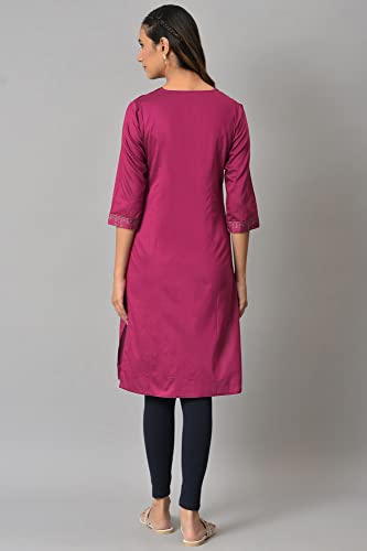 Image of W for Woman Women's Viscose Regular Fit Regular Mukaish Printed Kurta with Sequins