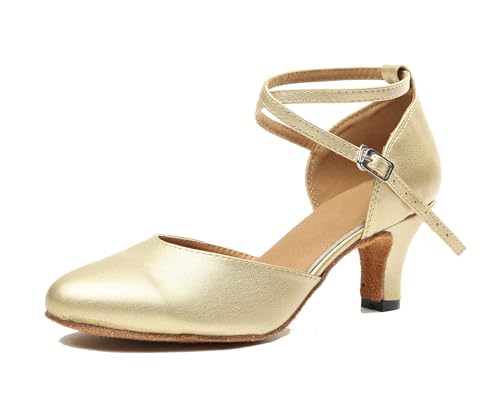 Escarpins de danse latine stables avec talon doré 6 cm de confort