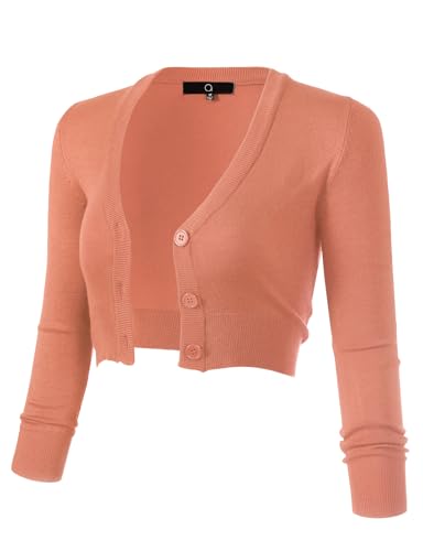 Image of Allsense Women's Cropped Bolero Shrug Cardigan | 3 /4 Sleeve, Button Down, Lightweight Knit Sweater
