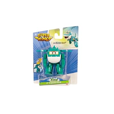 Super Wings - Transformation Plane Tino in Green/White, Approx. 12 cm Large Toy Figure for Children, Transformable Toy Plane and Robot Figure