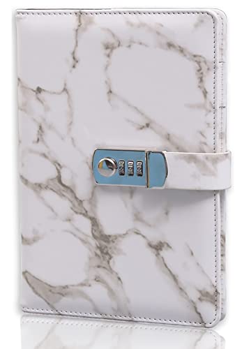 Diary with Lock for Women, A5 Locked Diary for Boys/Girls, Diaries with Locks on Them, Leather Locked Journals with Pen Holder, Diary with Password Lock,Personal Locking Diary for Kids Gifts (Brown)