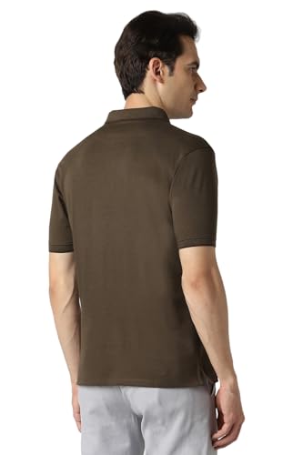 Image of Peter England Men's Premium Branded Regular Fit Half Sleeve Polo T-Shirt | Cotton Rich | Birds Eye Interlock Weave| No Pocket
