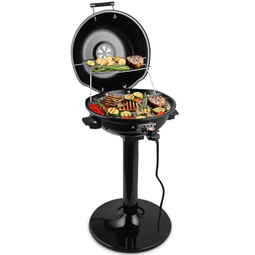 Electric Grill Outdoor, CUSIMAX Electric BBQ Grill, 1600W Portable BBQ with Lid for Cookouts, BBQ...