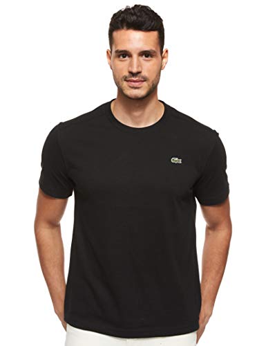 Lacoste Men's TH7618 Short Sleeve T-Shirt, Black, Large (Manufacturer size: 5)