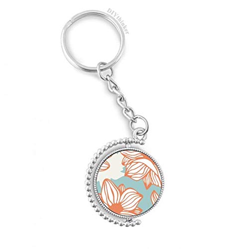 Clé anneau rotatif anti-nœud peinture fleur bleu orange pour sac