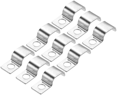 Uxcell 100mm Rigid Pipe Strap Clamp, 20 Pcs 304 Stainless Steel Two Hole U Shape Tube Clip