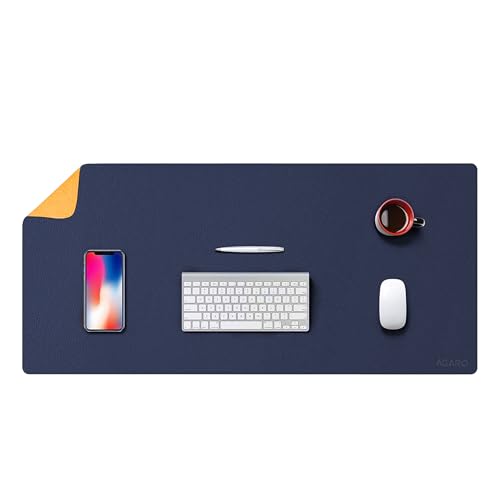 Image of AGARO Premium Reversible Desk Mat (90x45 cm), Dual-Tone Vegan Leather Deskpad, Large Reversible Mouse Pad, Waterproof, Easy-to-clean & Anti-slip Computer Table Protector, deal for Work, Study & Gaming