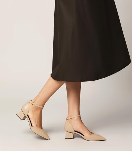 Arromic Women's Pumps Pointed Toe Chunky Closed Toe Block Low Heels Dress Shoes Comfortable Casual Office Three-Way Wear Ankle Strap Pumps Shoes2