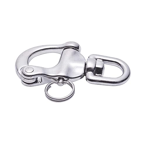 Boat Jaw Swivel Eye Snap Shackle,Quick Release Bail Rigging Sailing Boat Marine 316 Stainless Steel Clip, Pack Of 2 #TOP3