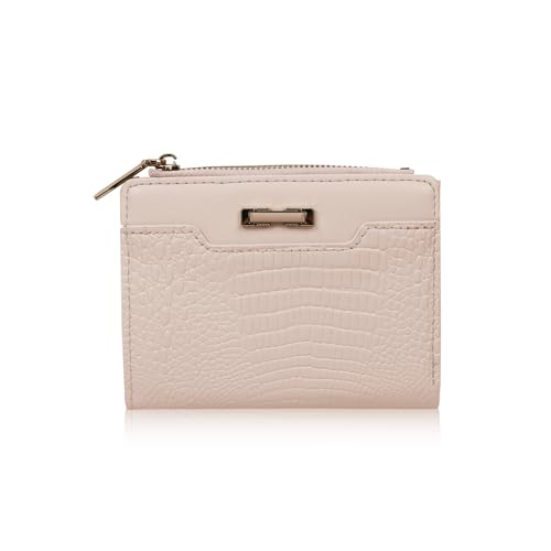 FuninCrea PU Leather Purses for Women, Bifold Small Womens Wallet Slim Credit Card Holder for Women with Multiple Card Slots, Compact Women's Wallets with Cash Compartment and Zipper Pocket (Pink)