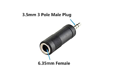 SHANFEILU 3.5mm 3 Pole Male Plug to 6.35mm Female Stereo Jack Audio Adapter 1/4 inch Female to 1/8 inch Male Headphone Microphone Converter Connector 2-Pack - Image 4