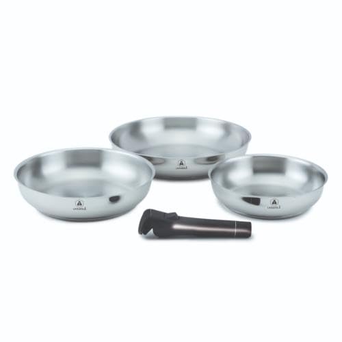 Set de 3 poêles inox amovible 20/24/28cm - 