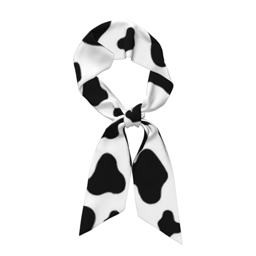 ZAGASWT Cowhide Farmhouse Hair Scarf For Women Silky Long Neck Head Scarves Purse Bag Scarfs For Handbag Satin Headscarf