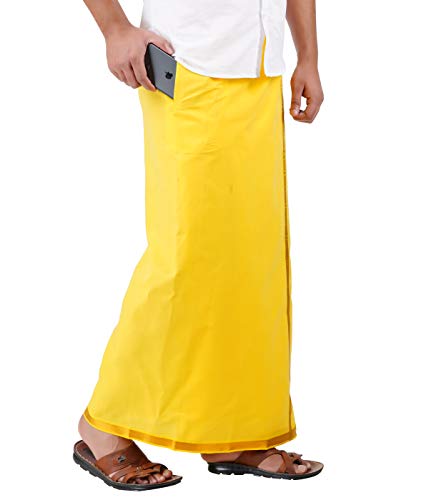Image of PRAKASAM COTTON Welcro Pocket Dhoti | Jari Border Readymade Cotton Dhoti for Men