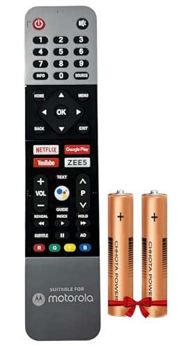 Image of Remote Compatible with Motorola TV with 2 AAA Batteries, Voice Remote Compatible with Original Motorola Smart LED TV Remote Control (ZEE5 Function) (ASSITANT Voice Working) Pairing Must! (Moto-V)