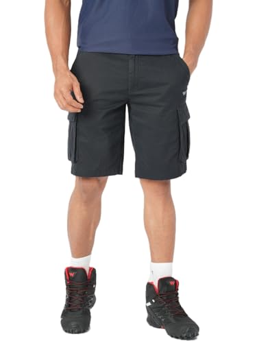 Image of Wildcraft Solid 6-Pocket Cargo Shorts, Comfortable, Regular Fit