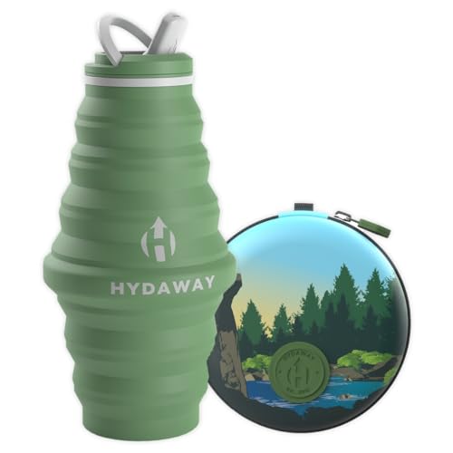 HYDAWAY Hydration Travel Pack - 25oz Collapsible Water Bottle with Flip-Top Lid and Protective Travel Case - BPA-Free, Leak-Resistant, Reusable Bottle for Traveling, Hiking, and Daily Use