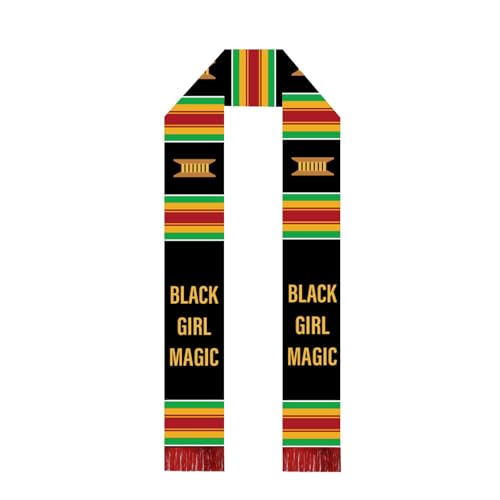 Black Girl Magic Grads Scarf African American Graduation Stole Scarf with Red Tassels