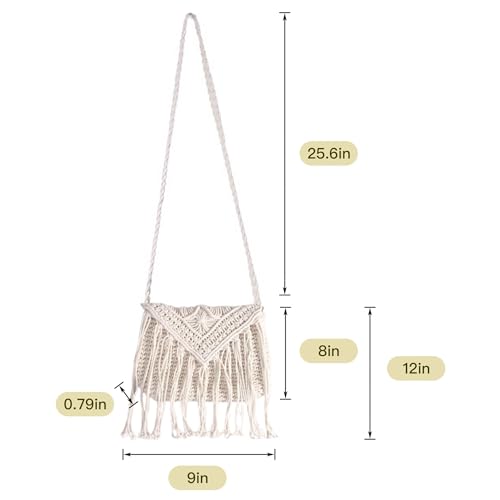 Eiyye Crochet Crossbody Bag for Women Handmade Macrame Fringe Shoulder Purse Boho Purse Fall Festival & Travel Bag Lightweight Tassel Tote Handbag2