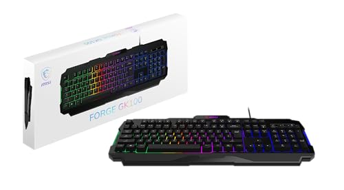 msi Forge GK100 US - Membrane Keyboard, RGB, Ergonomic...