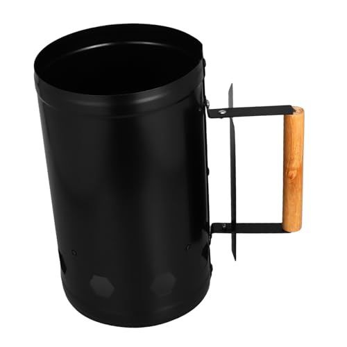 Milisten Barril para Encender Cubo para para Barbacoas Aislamiento Térmico Mango de Madera Natural Resistente y Seguro para y Cocinar al Aire Libre