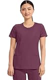 Cherokee Infinity Scrubs for Women Round Neck Scrub Top with 3 Pockets & 360° Stretch 2624A, S, Wine