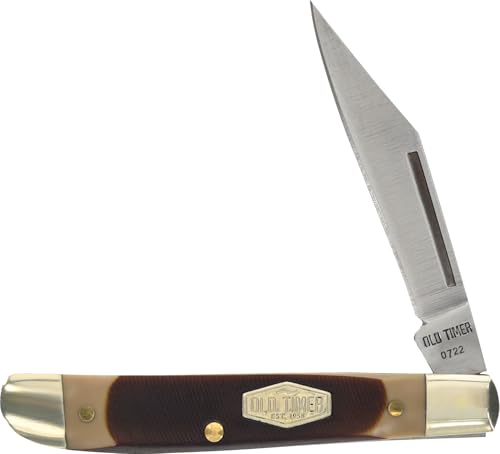 Old Timer 12OT Pal Traditional Folding Pocket Knife with 2.2in High Carbon Stainless Steel Blade, Sawcut Handle, and Convenient Size for EDC, Whittling, Camping, Hunting, General Use, and Outdoors