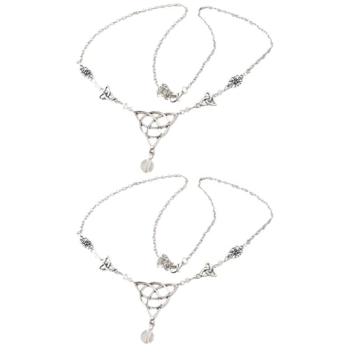 2pcs Gothic Forehead Chain Bridal Headpiece Alloy Silver | Adjustable Wear Styles, Sparkling Bead Accents, for Engagement Parties, Photography, Bridal Hairstyles
