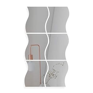 VINFUTUR Verwijderbare spiegel muurstickers zelfklevende doe-het-zelf decoratieve golvende spiegel instelling…