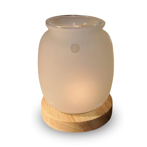 Quema Perfume Inspiration Siete – Quemador Fondant Cera y Difusor Cera Perfumada – Difusor de Aceite Esencial y Perfume de Ambiente – Portavelas de Madera y Cristal – Altura 11 cm – Zen'Aroma