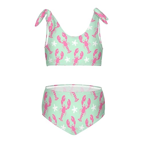 Toddler Girls Bikini Set Crayfish Starfish Swimsuits Kid Bowknot Swimwear 2 Piece Bathing Suit 3-12T