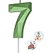Number Birthday Candles(7 Candle Green) 3D Diamond Shape Number Happy Birthday Cake Candles for Birthday Party Wedding Decoration Reunions Theme Party
