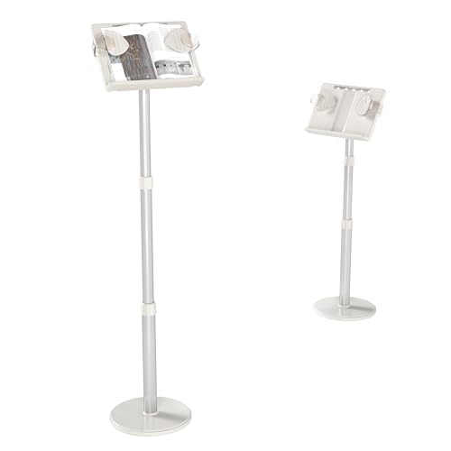 lesolar Lectern Podium Stand & Book Stand 2 in 1 Adjustable 63~130cm Portable Standing Desk Table Steady Book Stand with Paper Clips Floor Standing Teacher Podium for Church Wedding Classroom Speech