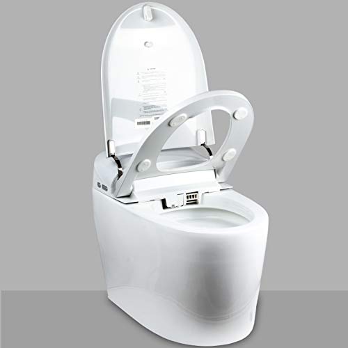 Euroto [Newest 2021] One-Piece Dual Flush, Integrated Bidet And Toilet,Luxury Auto Open And Close Lid Heated Seat, Warm Dryer, White (Foot Feel Flip Flap Smart Toilet) #TOP2