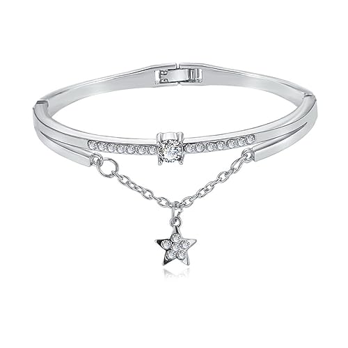 minkissy Pulsera De Mujer Colgantes Para Mujer Pulsera Estrella Joyas De Mano Estrella Silver