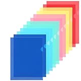 WOT I 12 Pack Clear Document Folders, Plastic Transparent Folders Copy Safe Project Pockets, for Letter Size Sheets, 6 Vibrant Color