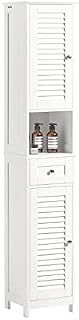 SoBuy FRG236-W, Bathroom Tall Cabinet Bathroom Storage Cabinet with 2 Shutter Doors and 1 Drawer, H170cm, White