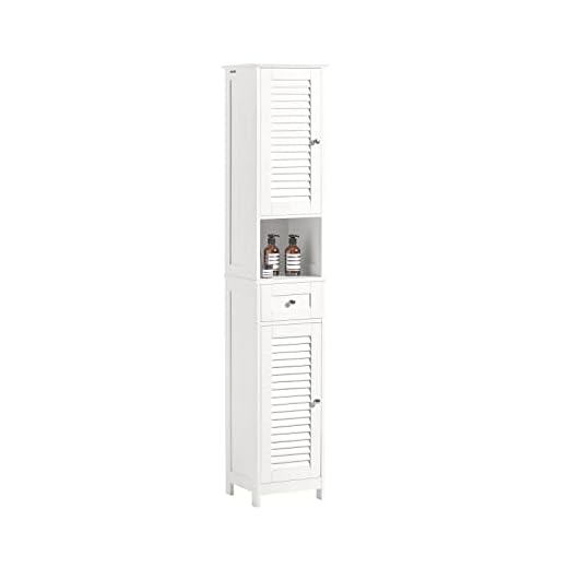 SoBuy FRG236-W Meuble Colonne de Salle de Bain Armoire Haute Meuble Rangement - L32cm x P30cm x H170cm – Blanc