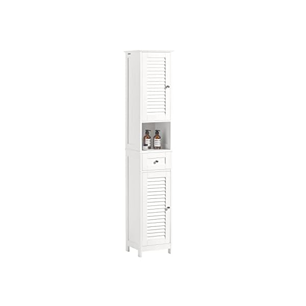 SoBuy-Armario-para-bano-Alto-Mueble-Columna-de-bano-estanterias-de-bano-2-Puertas-y-1-cajon-FRG236-WES-White