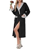 Ekouaer Robes for Women Soft Long Bathrobe Lightweight Fleece Shawl Collar Spa Robe Cozy Sleepwear with Pockets S-XXL