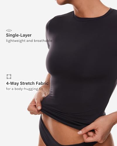 INLYRIC Women's Inbarely Soft Short Sleeve Tops Crew Neck Summer Going Out Tees Basic Slim Fitted Breathable T-Shirt4