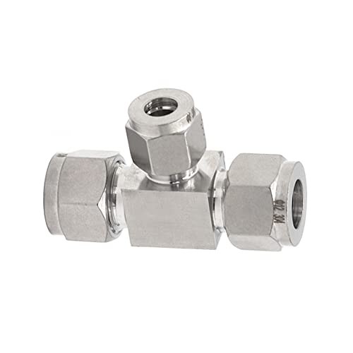 Yoebor HU-XI-201 Metalwork 304 Stainless Steel Compression Tube Fitting 1/4 Inch Od Union & 90 Degree Elbow & Tee Assortment Kit thumb #2