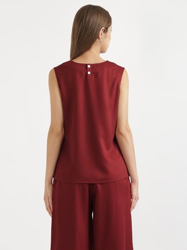 Image of SAADAA V-Neck Tops for Women| Viscose Fabric | Sleeveless Design | Relaxed Fit for Everyday Comfort | Office & Casual Wear