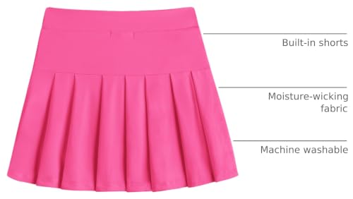 Image of Arshiner Girls Tennis Skirt with Shorts Pockets Athletic Pleated Golf Skort | Girls School Uniform Skirt, Sport, Performance, Running, Workout, Cheer, High Waisted, 4-13 Years